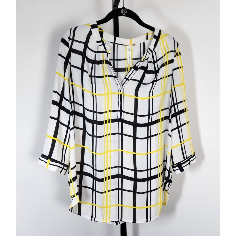 Ny Collection Blouse Women’s Multicolored 3/4 Sleeve-SZ Medium